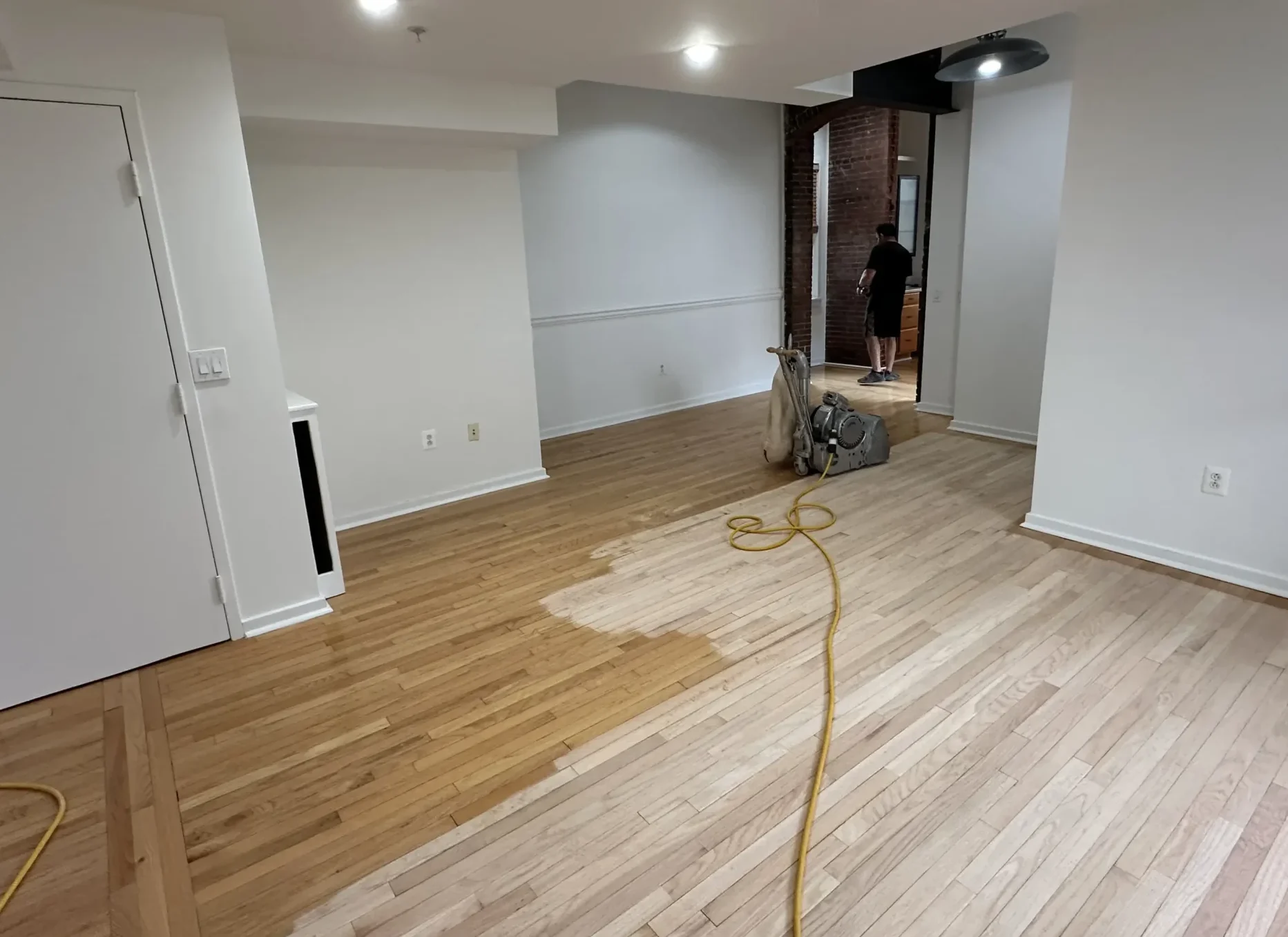 White oak floor being refinished