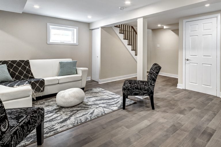 LVP flooring installation in a finished Roxborough-Manayunk basement near the Schuylkill River